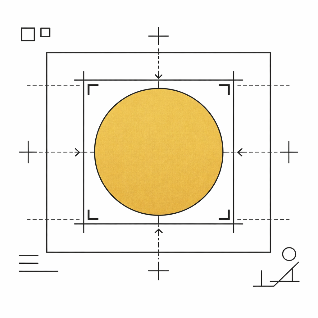 Abstrakt mynd av gull sirkli, ið er settur inn í eitt geometriskt mystur fyri at vísa á 
			ábyrgd og avmarking við nýtslu av vitlíki