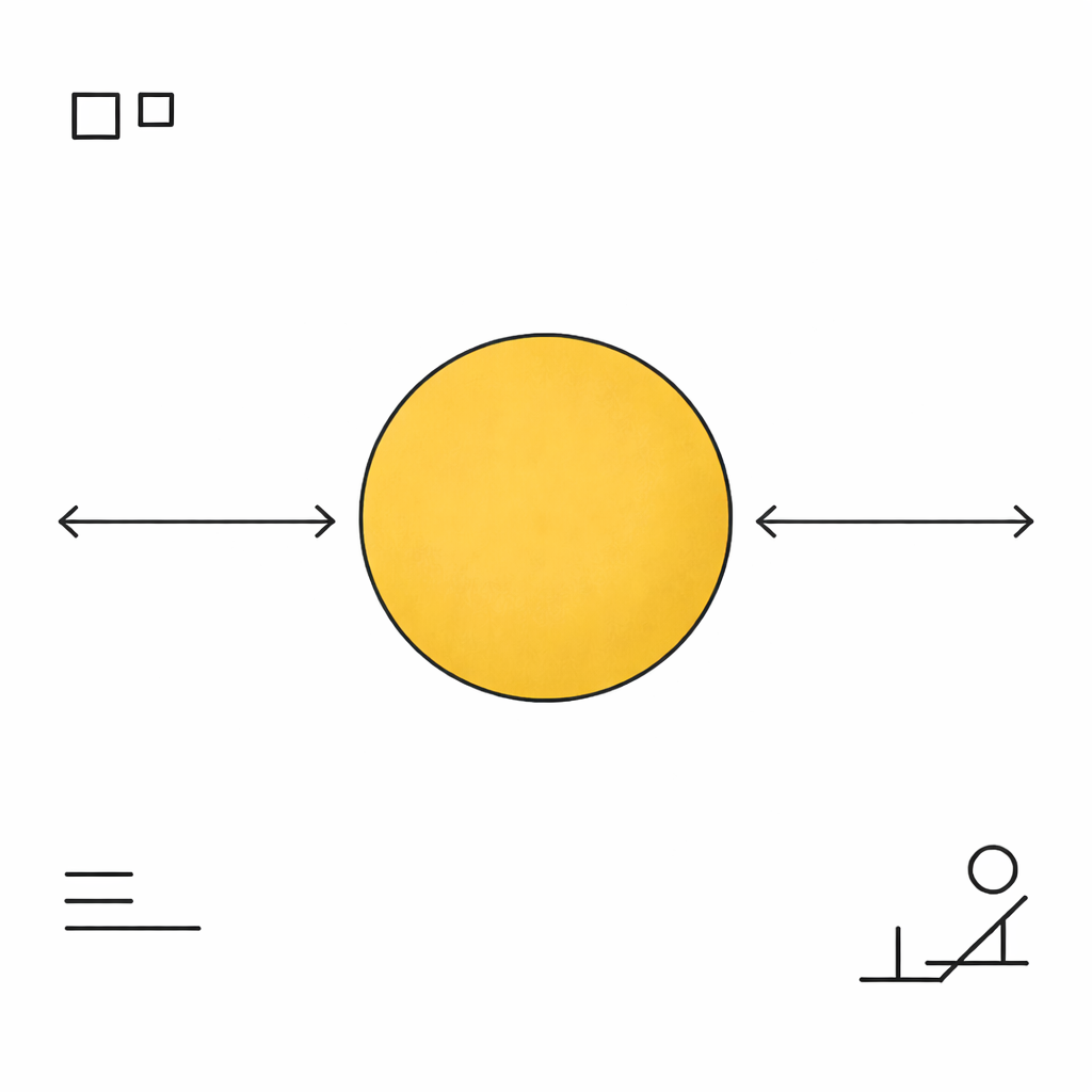 Flatt geometriskt mynstur við sirkli í miðjuni fyri at vísa á avmarkingar við AI