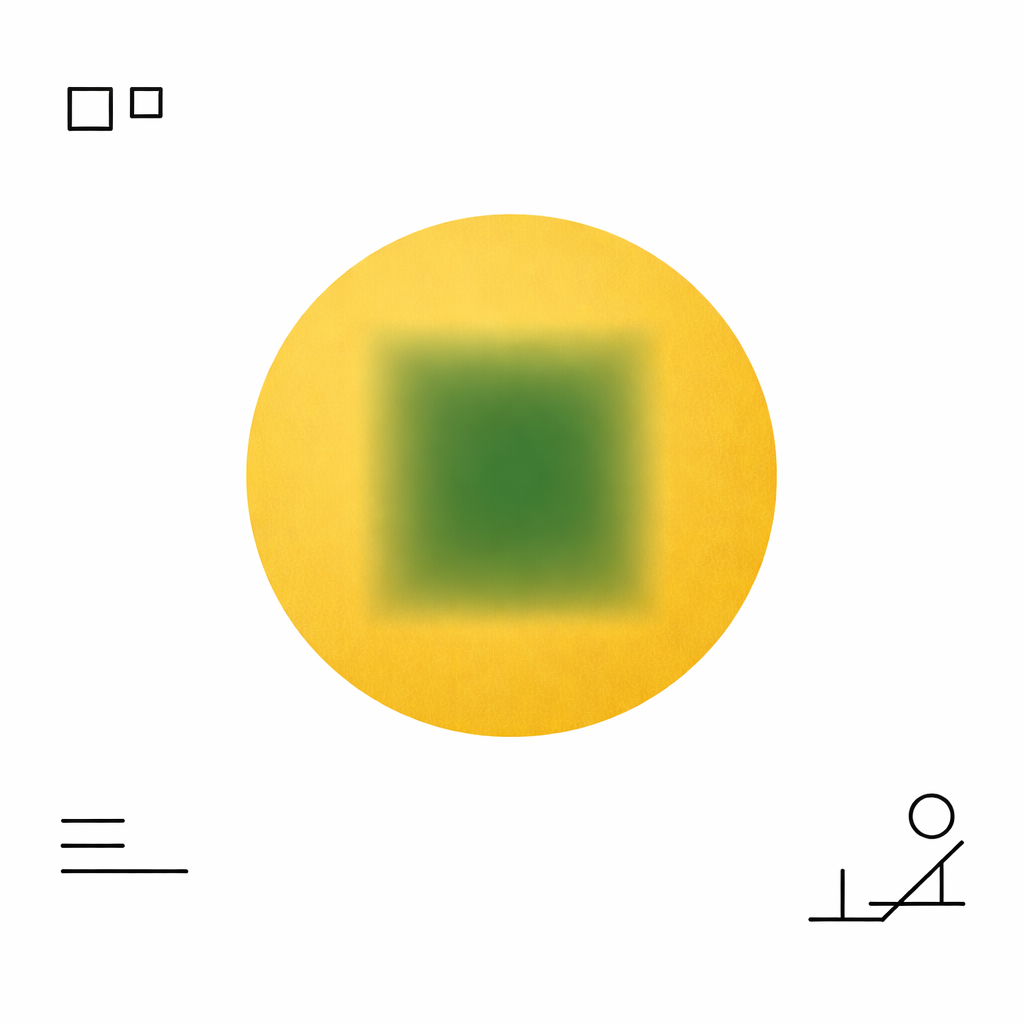 Abstrakt mynd av gull sirkli við grønum ferningi inni í, sum fadar í einki fyri at vísa 
			á vandan við at missa førleikar vegna AI brúk